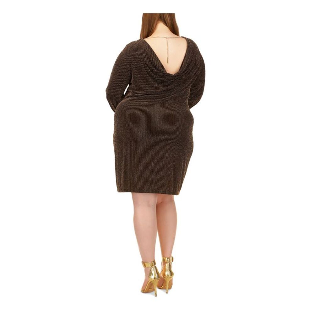 MICHAEL MICHAEL KORS Womens Black Long Sleeve Sheath Dress Plus 2X - Picture 2 of 4